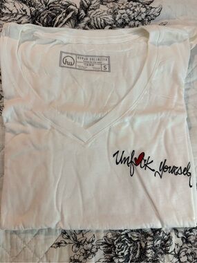 Human Unlimited White V-Neck Graphic Tee - Unf*ck Yourself